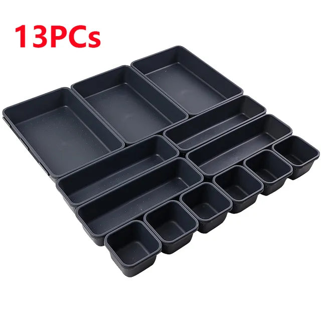 13/26PCs Drawer Organizers Separator for Home Office Desk Stationery Storage Box Kitchen Bathroom Women Makeup Organizer Boxes