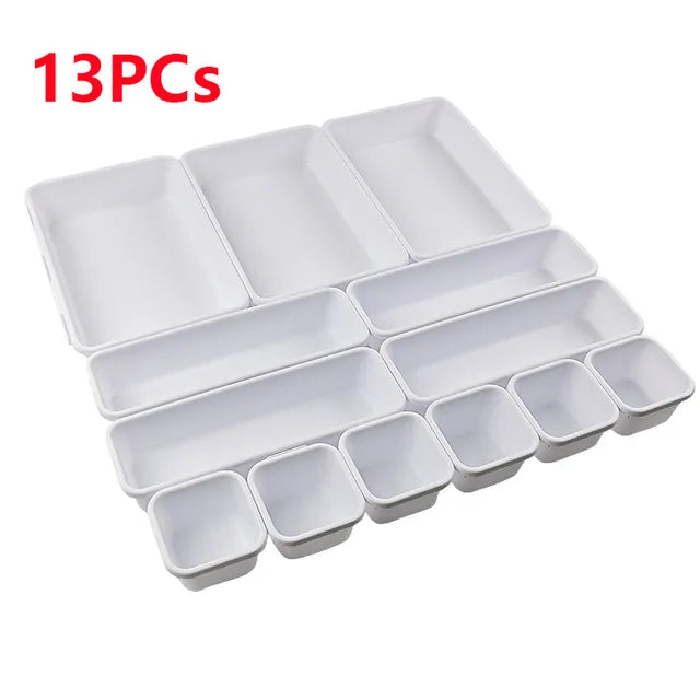 13/26PCs Drawer Organizers Separator for Home Office Desk Stationery Storage Box Kitchen Bathroom Women Makeup Organizer Boxes