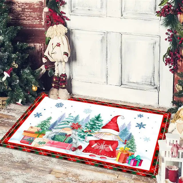 Christmas Entrance Door Mat Cartoon Dwarf Print Floor Mat Living Room Corridor Balcony Welcome Mat Christmas Home Decoration