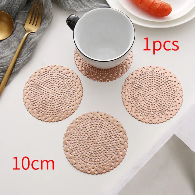 2/4/6pcs Heat Insulation Table Placemats Dining Table Mat Drink Cup Coasters Glasses Kitchen Mat PVC Non-Slip Hot Pad Placemat