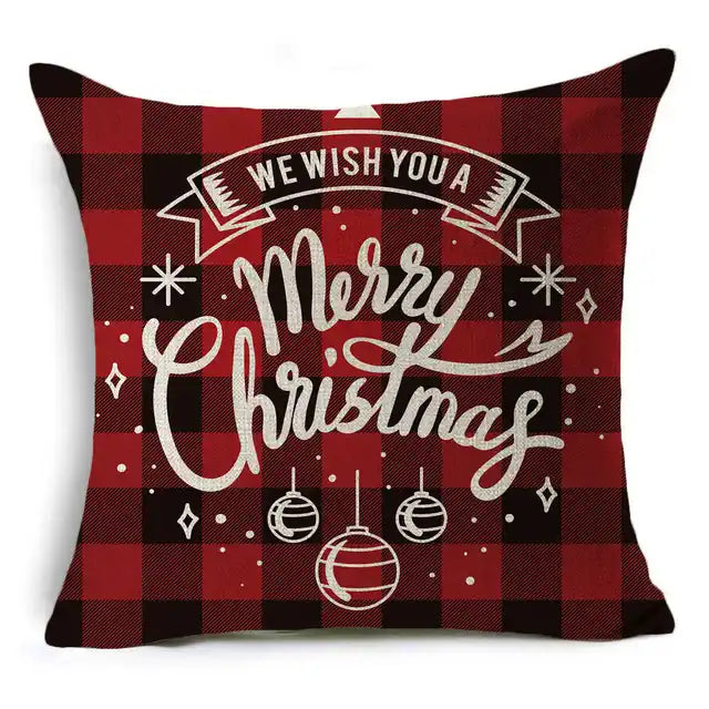 New Pillowcase Cartoon plaid Cushion Cover Throw Linen Pillow Case Merry Christmas Gifts Home Office Living Room 45x45cm