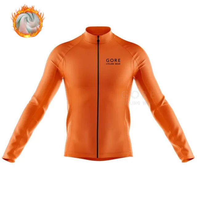 GORE Cycling Wear Thermal Fleece Cycling Jacket Men Winter Bicycle Clothing MTB Long Sleeve Tops Road Bike Jersey Wool Shirts