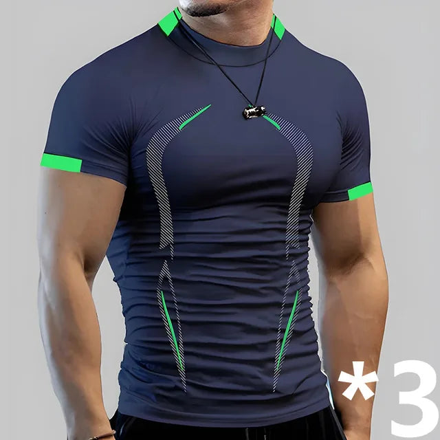 3Pcs Men's Fashion T-Shirt Summer Quick-Drying Casual Comfortable Sports Gym Sportswear Breathable Multicolor Shirt Size S-8XL