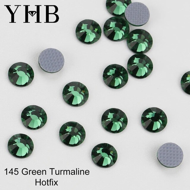 YHB High Quality Green Color Flatback Hotfix Rhinestones For Shoes Bags Fabric Garment Decoration DiY Jewelry Accessories