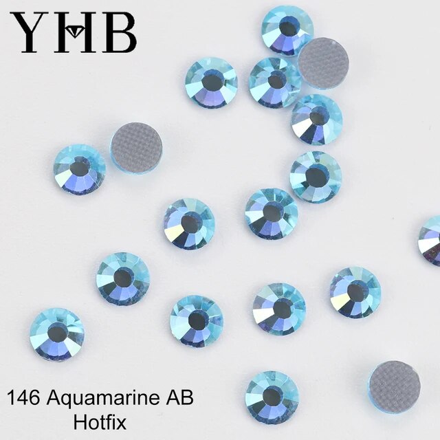 YHB High Quality Color Crystal AB Flatback Hotfix Rhinestones For Shoes Bags Fabric Garment Decoration DiY Jewelry Accessories