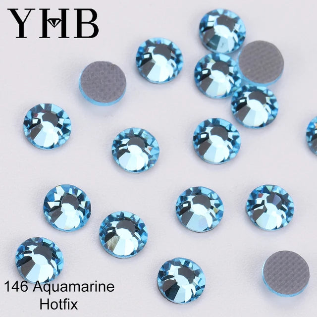 YHB High Quality Blue Flatback Hotfix Rhinestones For Shoes Bags Nails Crafts Fabric Garment Decoration DiY Jewelry Accessories