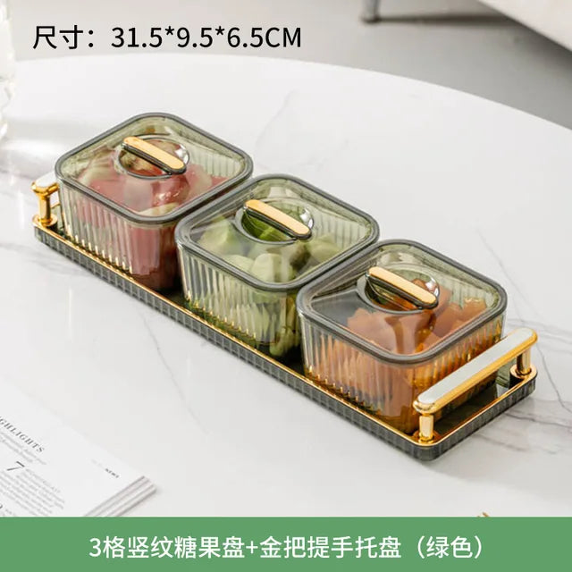 Light and Luxurious Transparent Fruit Plate Candy Plate Nuts and Dried Fruit Storage Box, Snack Snack Containers