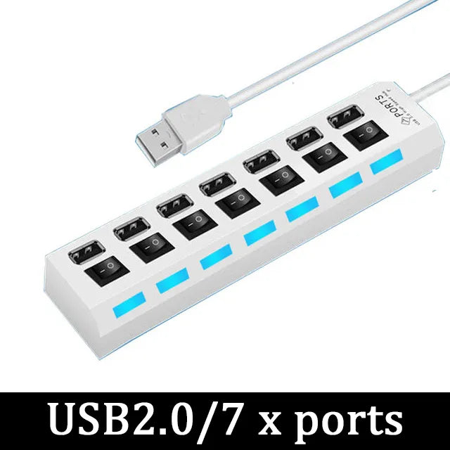 USB 3.0 Power Adapter 4/7 Port Multi USB Splitter Hub USB Hub 2.0 USB Multiple Expander Switch 30CM Cable Hub Docking Stations