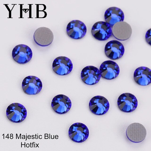 YHB High Quality Blue Flatback Hotfix Rhinestones For Shoes Bags Nails Crafts Fabric Garment Decoration DiY Jewelry Accessories