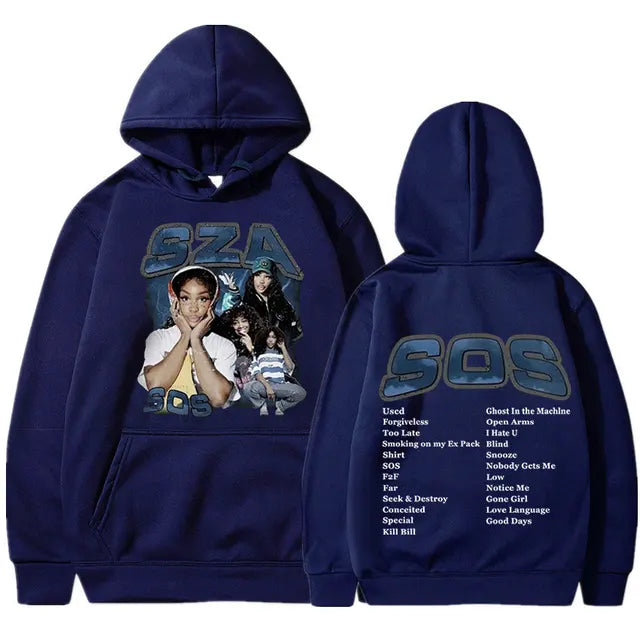 Singer Sza Music Album Sos Graphic Hoodie Menyythk Hop Hoodies Women's Hoodie 2023 New Autumn Boys' Coat Rapper Long Sleeve Tops