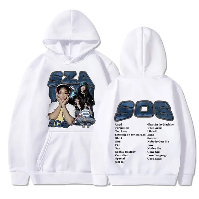 Singer Sza Music Album Sos Graphic Hoodie Menyythk Hop Hoodies Women's Hoodie 2023 New Autumn Boys' Coat Rapper Long Sleeve Tops