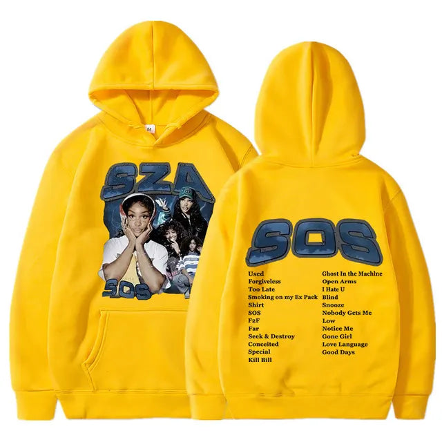 Singer Sza Music Album Sos Graphic Hoodie Menyythk Hop Hoodies Women's Hoodie 2023 New Autumn Boys' Coat Rapper Long Sleeve Tops