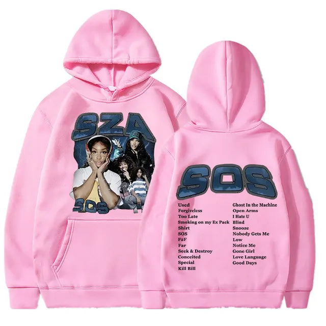 Singer Sza Music Album Sos Graphic Hoodie Menyythk Hop Hoodies Women's Hoodie 2023 New Autumn Boys' Coat Rapper Long Sleeve Tops