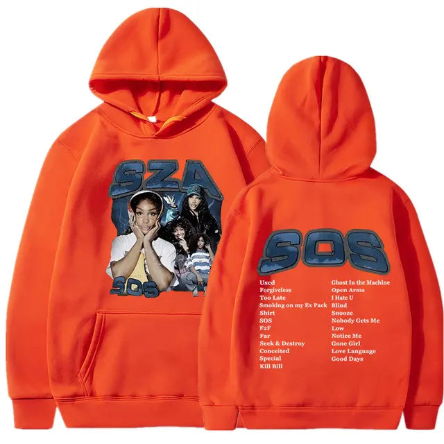 Singer Sza Music Album Sos Graphic Hoodie Menyythk Hop Hoodies Women's Hoodie 2023 New Autumn Boys' Coat Rapper Long Sleeve Tops