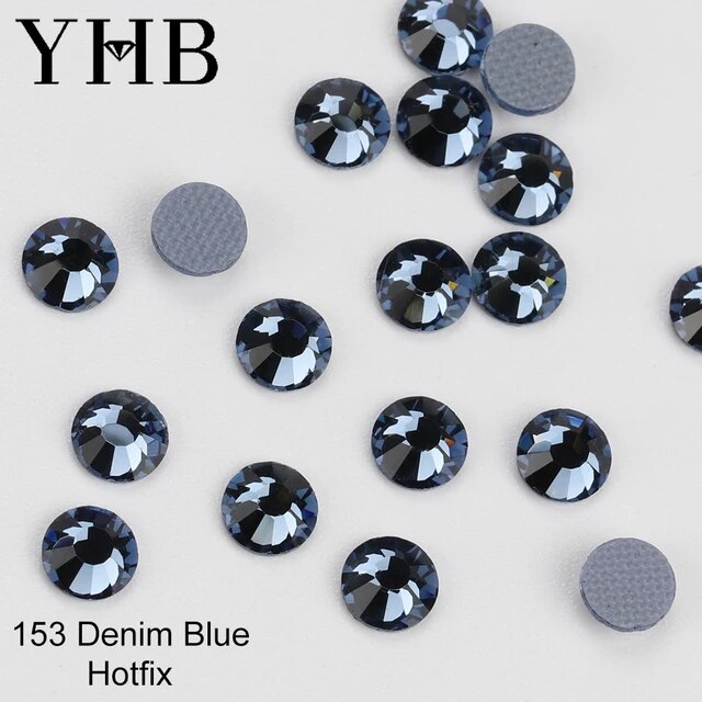 YHB High Quality Blue Flatback Hotfix Rhinestones For Shoes Bags Nails Crafts Fabric Garment Decoration DiY Jewelry Accessories