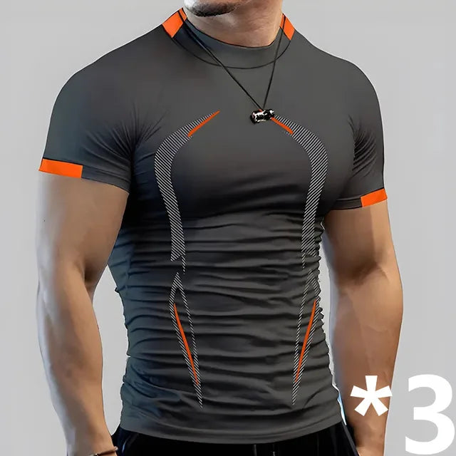 3Pcs Men's Fashion T-Shirt Summer Quick-Drying Casual Comfortable Sports Gym Sportswear Breathable Multicolor Shirt Size S-8XL