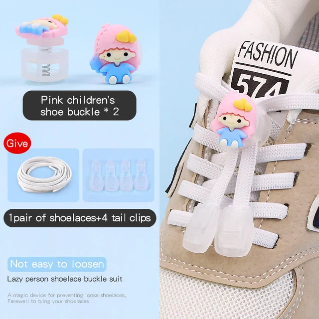 26 Cartoon Pattern No Tie Elastic Shoelaces For Kids Children Sneaker Quick Lazy Shoe Lace Cute Printed Locks Shoe Accessories