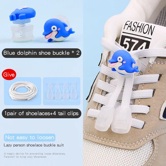 26 Cartoon Pattern No Tie Elastic Shoelaces For Kids Children Sneaker Quick Lazy Shoe Lace Cute Printed Locks Shoe Accessories