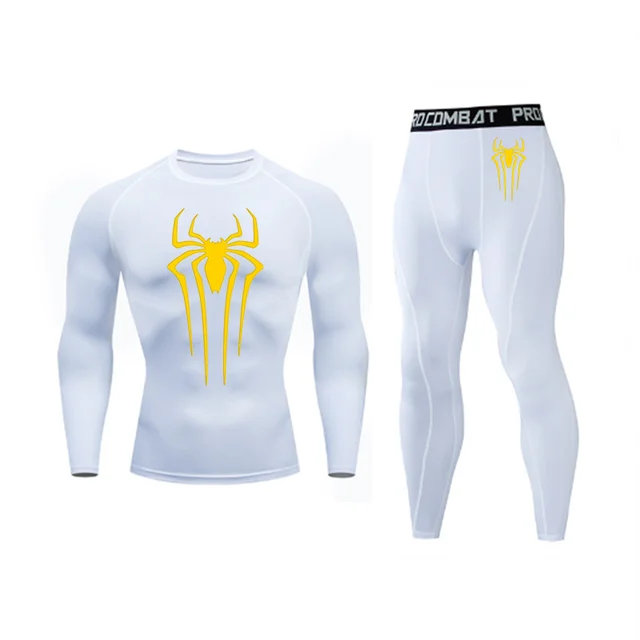 Men's Spider Print Compression Sportswear Legging Tights T-Shirt Men's Clothes Brand Thermal Underwear Men's Running Clothes