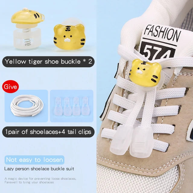 26 Cartoon Pattern No Tie Elastic Shoelaces For Kids Children Sneaker Quick Lazy Shoe Lace Cute Printed Locks Shoe Accessories