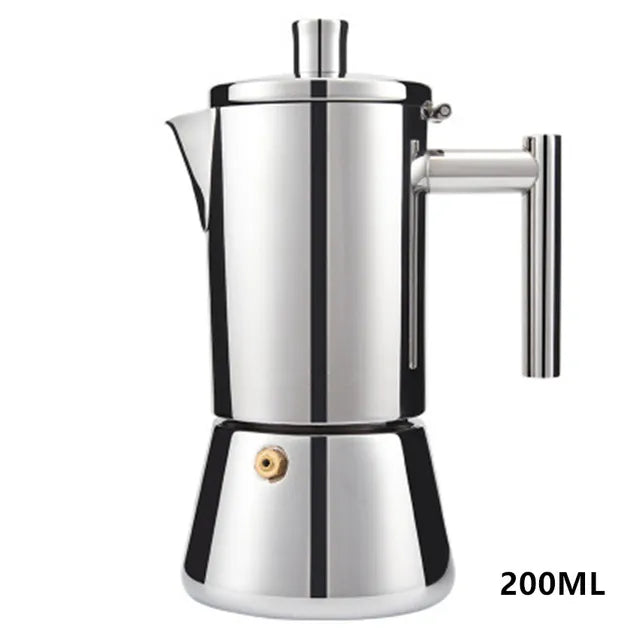 Stainless Steel Thickening Moka Coffee Pot Cuban Espresso Coffee Maker For Kitchen Stovetop Induction Gas Or Electric Stoves