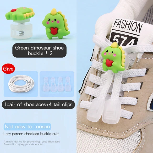 26 Cartoon Pattern No Tie Elastic Shoelaces For Kids Children Sneaker Quick Lazy Shoe Lace Cute Printed Locks Shoe Accessories