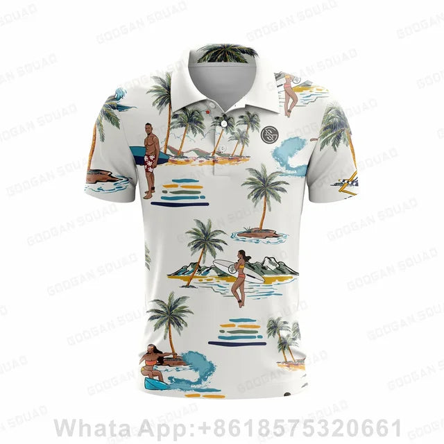 Summer Casual T-shirts Mens Short Sleeve Polo Shirts Lapel Button Work Clothing Shirts Quick Dry Tee Sports Golf T-shirt 2023