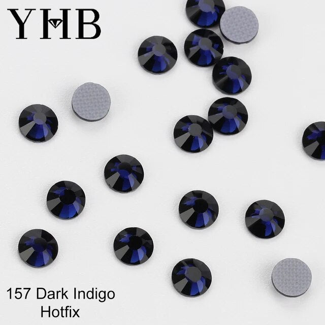 YHB High Quality Blue Flatback Hotfix Rhinestones For Shoes Bags Nails Crafts Fabric Garment Decoration DiY Jewelry Accessories