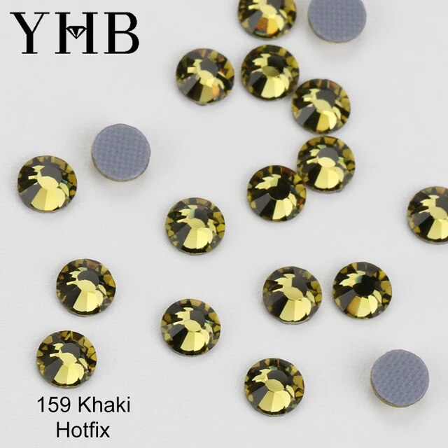 YHB High Quality Green Color Flatback Hotfix Rhinestones For Shoes Bags Fabric Garment Decoration DiY Jewelry Accessories