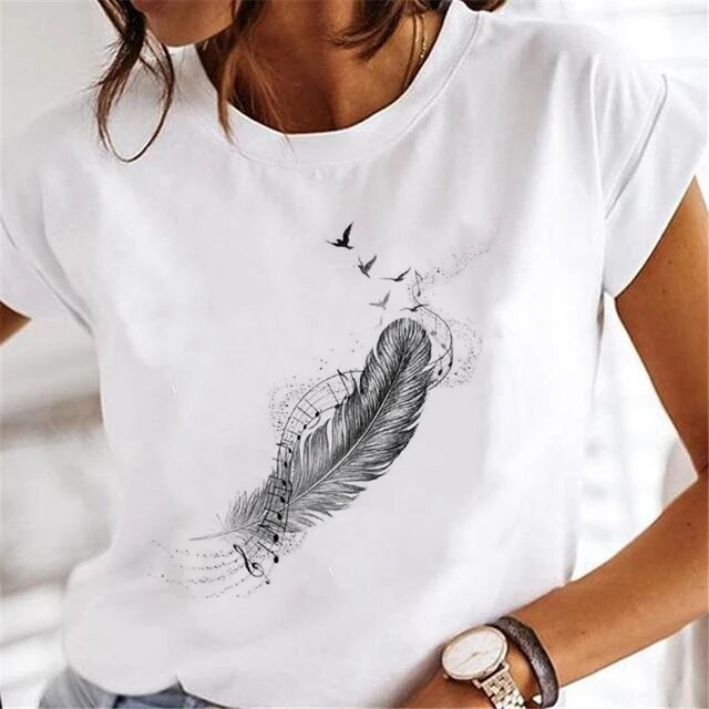 Women Dandelion T-shirts Fashion Clothing Cartoon Clothes Watercolor 90s Short Sleeve Spring Summer Female Tee Graphic Tshirt