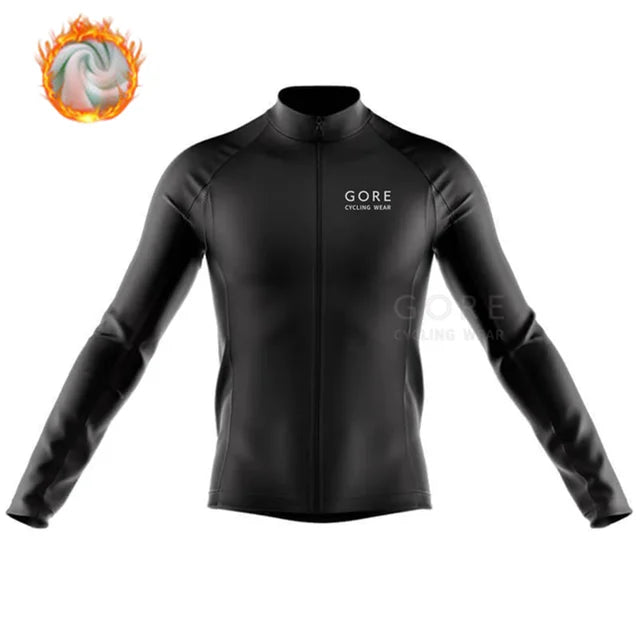 GORE Cycling Wear Thermal Fleece Cycling Jacket Men Winter Bicycle Clothing MTB Long Sleeve Tops Road Bike Jersey Wool Shirts