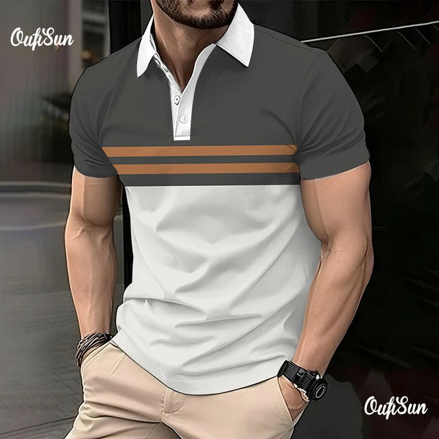 Striped Mens buttons Polo Shirt Short Sleeve Colorful 3d Printed Tops Tees Casual Polo T Shirt New Male Oversized 5xl Clothing