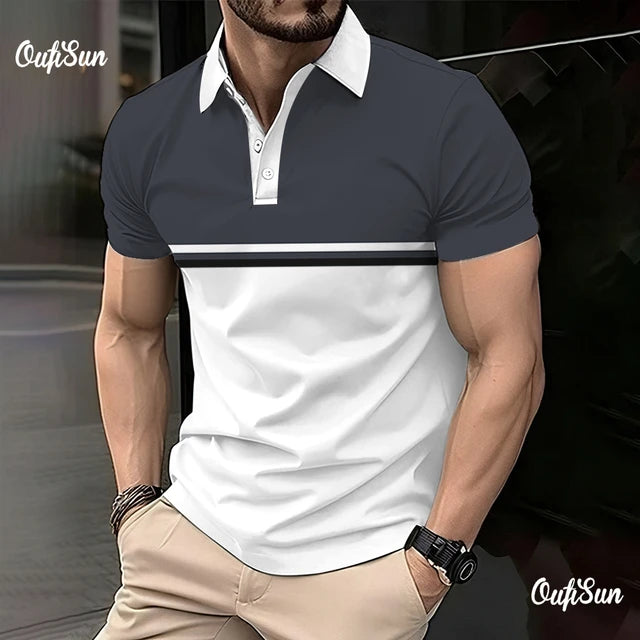 Striped Mens buttons Polo Shirt Short Sleeve Colorful 3d Printed Tops Tees Casual Polo T Shirt New Male Oversized 5xl Clothing