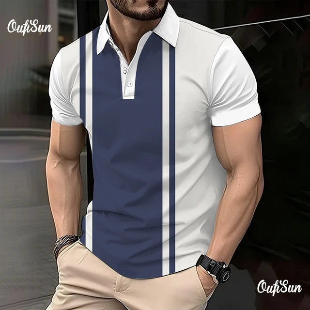 Striped Mens buttons Polo Shirt Short Sleeve Colorful 3d Printed Tops Tees Casual Polo T Shirt New Male Oversized 5xl Clothing