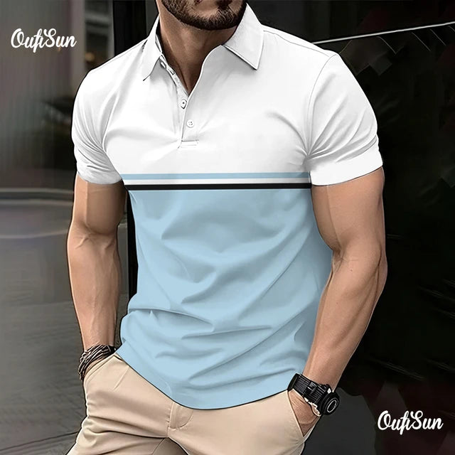 Striped Mens buttons Polo Shirt Short Sleeve Colorful 3d Printed Tops Tees Casual Polo T Shirt New Male Oversized 5xl Clothing