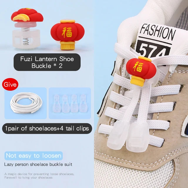 26 Cartoon Pattern No Tie Elastic Shoelaces For Kids Children Sneaker Quick Lazy Shoe Lace Cute Printed Locks Shoe Accessories