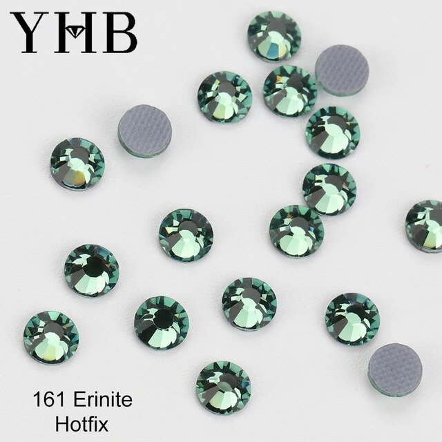 YHB High Quality Green Color Flatback Hotfix Rhinestones For Shoes Bags Fabric Garment Decoration DiY Jewelry Accessories