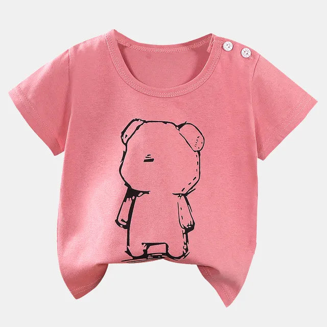 Children's Clothing T-Shirt Kids Clothes Boys Girls Summer Cartoon Tops Short Sleeve Clothes 100% Cotton Baby Clothing