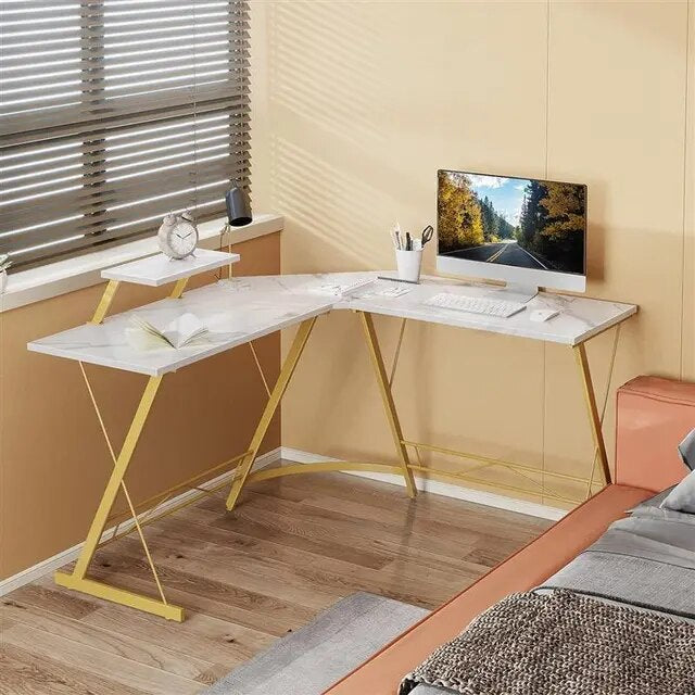 Wfs L Shaped Desk,Home Office Corner Desk, PC Table Workstation,Gaming Computer Desk,with Shelf,with Monitor Stand,51