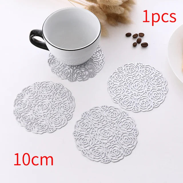 2/4/6pcs Heat Insulation Table Placemats Dining Table Mat Drink Cup Coasters Glasses Kitchen Mat PVC Non-Slip Hot Pad Placemat