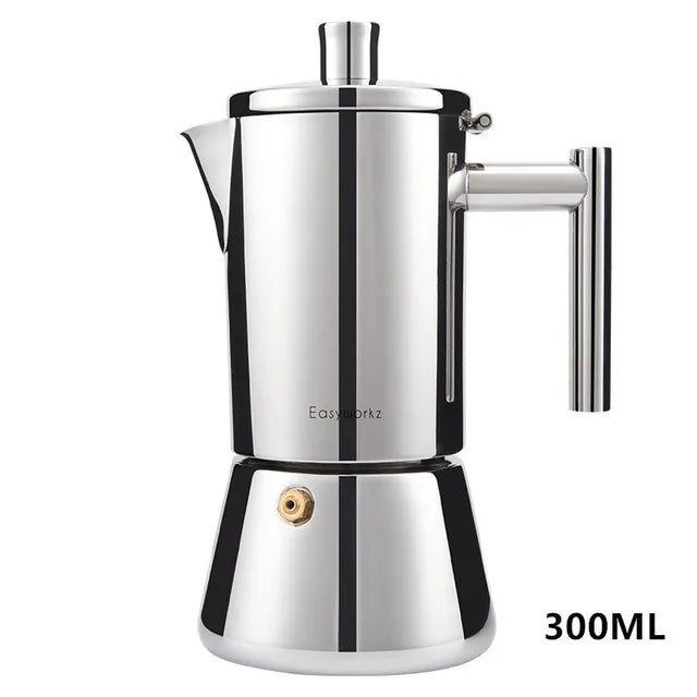 Stainless Steel Thickening Moka Coffee Pot Cuban Espresso Coffee Maker For Kitchen Stovetop Induction Gas Or Electric Stoves