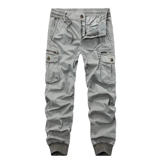 Trendy Men Cargo Pants Solid Color Dressing Super Soft Lace-up Ankle Tied Pants