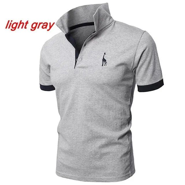 Men's Short Sleeve T-shirt Polo Shirt Casual Fit Deer Embroidery Top Polo Collar Outdoor T-shirt