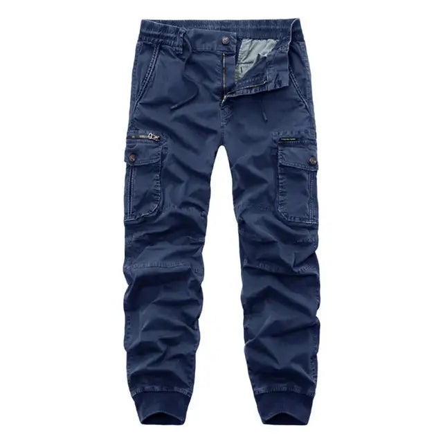 Trendy Men Cargo Pants Solid Color Dressing Super Soft Lace-up Ankle Tied Pants