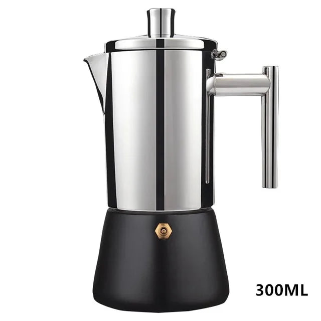 Stainless Steel Thickening Moka Coffee Pot Cuban Espresso Coffee Maker For Kitchen Stovetop Induction Gas Or Electric Stoves