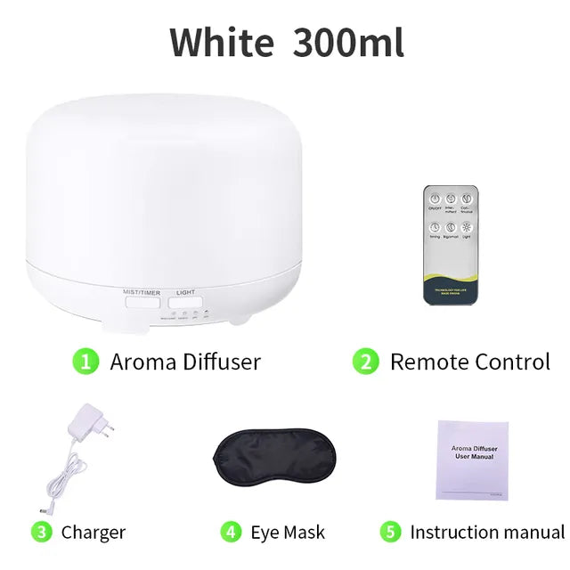 saengQ Electric Aroma Diffuser Air Humidifier 300ML 500ML 1000ML Ultrasonic Cool Mist Maker Fogger LED Essential Oil Diffuser