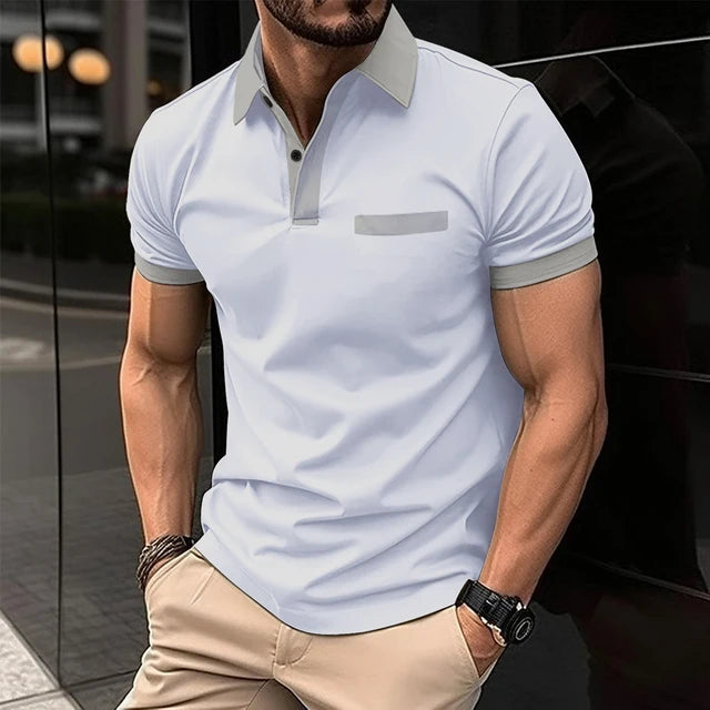 Summer Men's Short-Sleeved Polo Shirt Fashion Splice Printing Hawaii Vacation T-Shirt Breathable Polo Shirt Men's Clothing Top