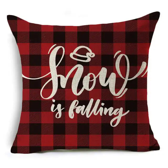 New Pillowcase Cartoon plaid Cushion Cover Throw Linen Pillow Case Merry Christmas Gifts Home Office Living Room 45x45cm