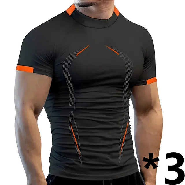 3Pcs Men's Fashion T-Shirt Summer Quick-Drying Casual Comfortable Sports Gym Sportswear Breathable Multicolor Shirt Size S-8XL