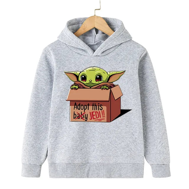 Kids Mandalorian Hoodies New Kids Print Baby Yoda Hoodie Baby Boy Clothes Winter Baby Boys And Girls Yoda Hoodie Sweatshirt Tops